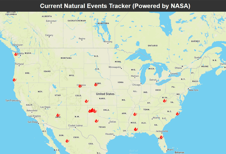 Image of natural events tracker tracker app